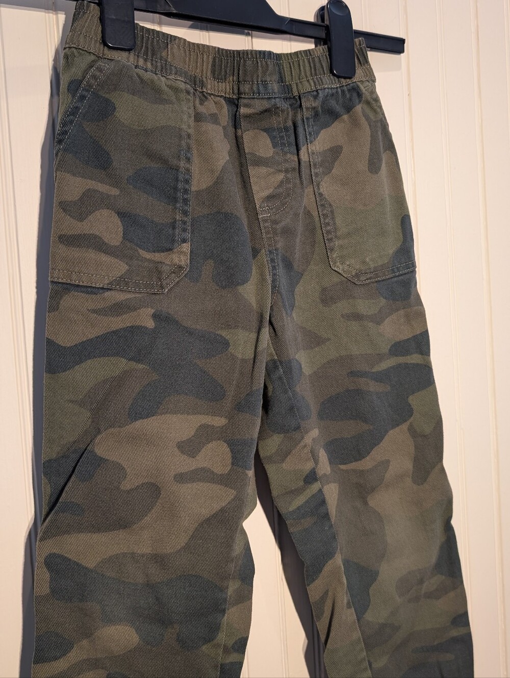 Boys Camo Cargo Pants - Olive Green